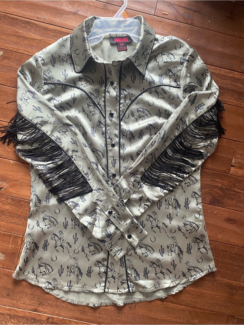 Rock & Roll Cowgirl Sage Western Fringe Snap Shirt